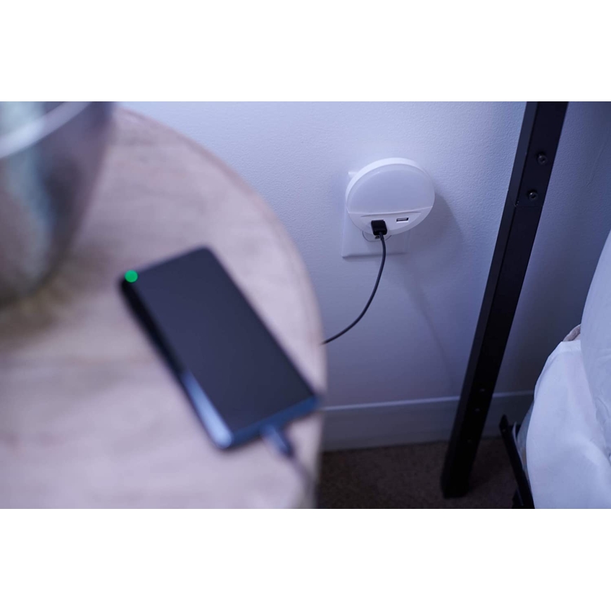 Ledvance - Lámpara nocturna LED en la toma con sensor LUNETTA 2xUSB LED/13W/230V