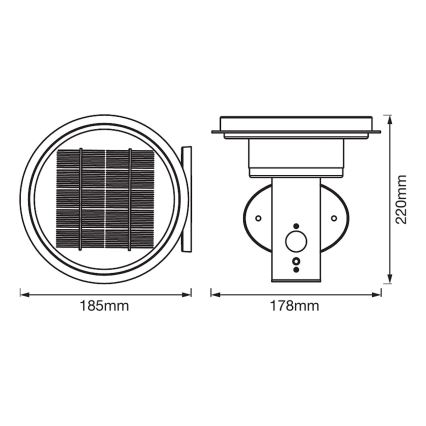 Ledvance - LED Lámpara solar regulable con sensor de movimiento y crepúsculo CIRCLE LED/6W/3,2V 2200 mAh IP44