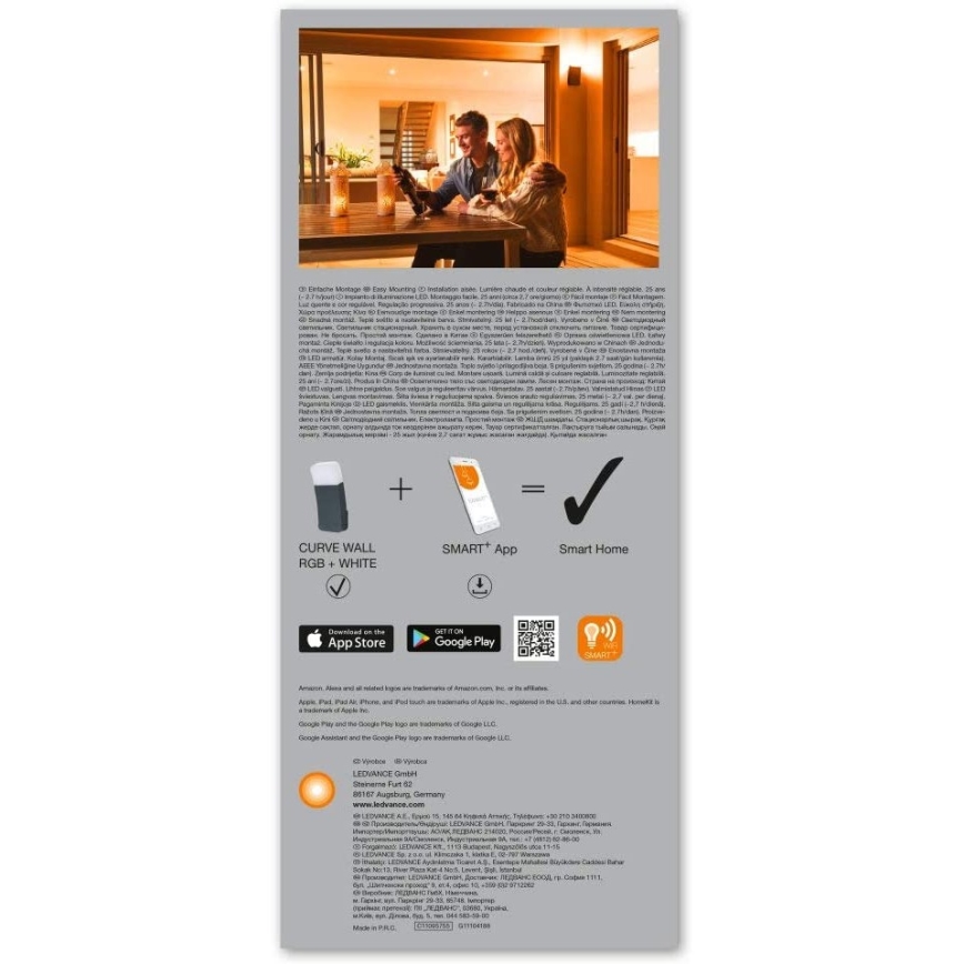 Ledvance - LED RGBW Aplique exterior SMART+ CURVE LED/9W/230V IP44