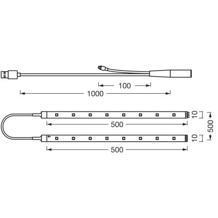 Ledvance - Tira LED RGB regulable FLEX TV MOOD 1m LED/4W/5V + mando a distancia