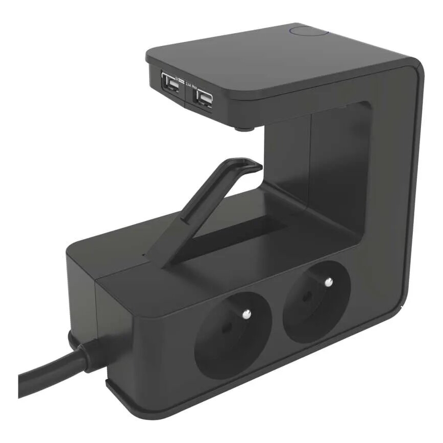 Legrand 050412 - Cable de extensión con interruptor para tablero de mesa 4Z Tipo E + 2x USB-A 1,5m negro