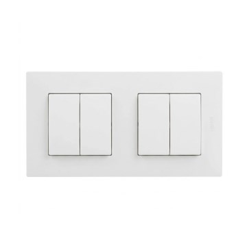 Legrand - 2x Interruptor doble de la serie č. 5 con marco NILOE STEP blanco