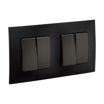Legrand - 2x Interruptor doble en serie n.º 5 con marco NILOE, negro