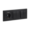 Legrand - 2x interruptor doble en serie n.º 5 y enchufe doméstico SCHUKO con marco SUNO 250V negro