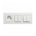 Legrand - 2x interruptor doble serie n.º 5 y enchufe doméstico con marco NILOE STEP 250V blanco