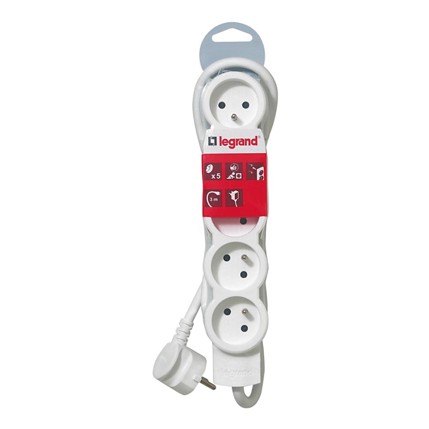 Legrand 50059 - Cable de extensión 250V/16A 5x2P+T, 3M | Lamparamania