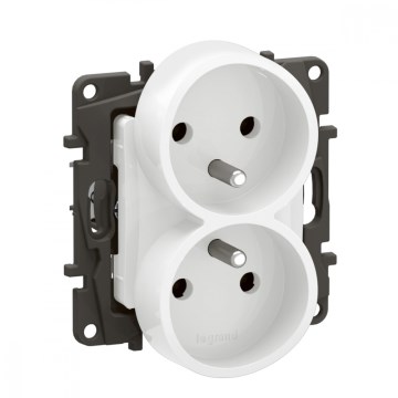 Legrand - Base doble para uso doméstico sin marco NILOE 250V blanca