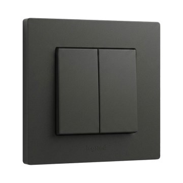 Legrand - Conmutador doble para escalera con marco n.º 6+6 NILOE STEP, negro