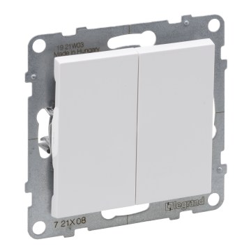 Legrand - Conmutador doble para escalera n.º 6+6 sin marco SUNO blanco