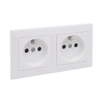 Legrand - Doble toma de corriente doméstica con marco SUNO 250V blanca