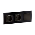Legrand - Doble toma de corriente doméstica SCHUKO y interruptor unipolar n.º 1 con marco NILOE 250V negro