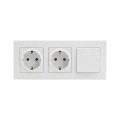 Legrand - Doble toma de corriente SCHUKO para uso doméstico y interruptor unipolar n.º 1 con marco NILOE STEP 250V blanco