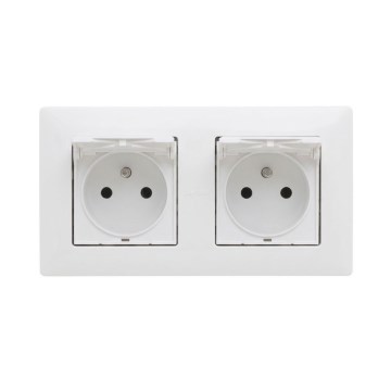 Legrand - Enchufe doble de exterior para uso doméstico con marco NILOE STEP 250V IP44 blanco