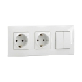 Legrand - Enchufe doble doméstico SCHUKO y doble interruptor en serie n.º 5 con marco NILOE 250V blanco