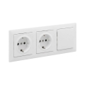 Legrand - Enchufe doble doméstico SCHUKO y interruptor unipolar n.º 1 con marco SUNO 250V blanco