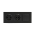 Legrand - Enchufe doble doméstico SCHUKO y interruptor unipolar n.º 1 NILOE STEP 250V negro