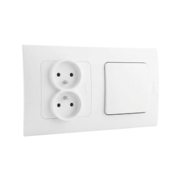 Legrand - Enchufe doble doméstico y interruptor unipolar n.º 1 con marco NILOE 250V blanco