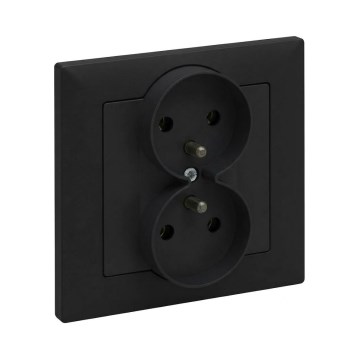 Legrand - Enchufe doble para uso doméstico con marco SUNO 250V negro