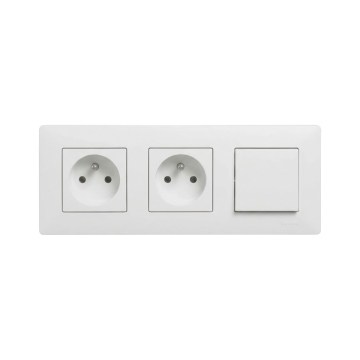 Legrand - Enchufe doble para uso doméstico y interruptor unipolar n.º 1 con marco NILOE STEP 250V blanco