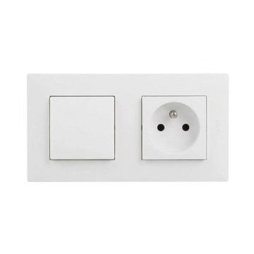 Legrand - Enchufe doméstico y interruptor unipolar n.º 1 con marco NILOE STEP 250V blanco