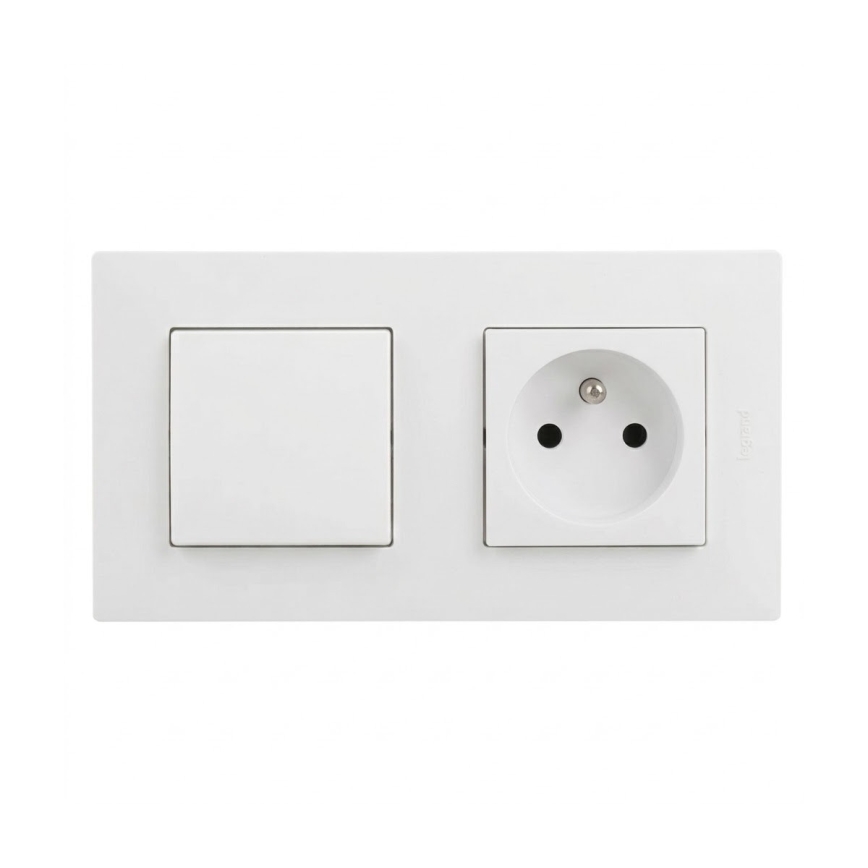 Legrand - Enchufe doméstico y interruptor unipolar n.º 1 con marco NILOE STEP 250V blanco