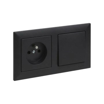 Legrand - Enchufe doméstico y interruptor unipolar n.º 1 con marco SUNO 250V negro