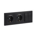 Legrand - Enchufe SCHUKO doble para uso doméstico y interruptor doble en serie n.º 5 con marco SUNO 250V negro