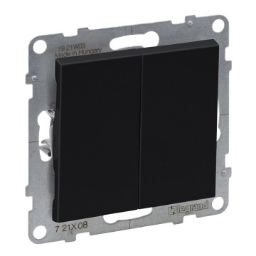 Legrand - Interruptor doble de escalera n.º 6+6 sin marco SUNO negro