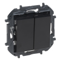 Legrand - Interruptor doble de serie n.º 5 sin marco NILOE STEP negro