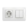 Legrand - Interruptor doble en serie n.º 5 y toma de corriente doméstica SCHUKO con marco NILOE 250V blanco