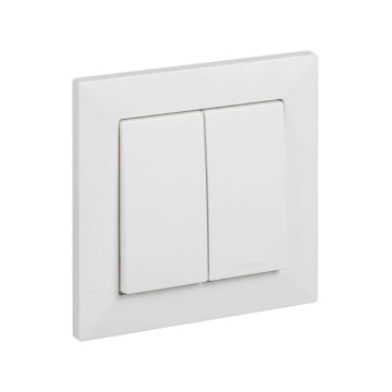 Legrand - Interruptor doble para escalera č. 6+6 con marco SUNO blanco