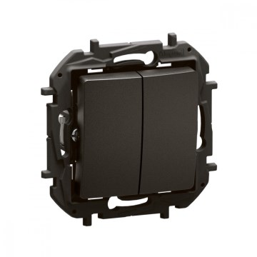 Legrand - Interruptor doble para escalera n.º 6+6 sin marco NILOE negro