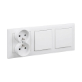 Legrand - Interruptor doble unipolar n.º 1 y doble toma de corriente doméstica con marco SUNO 250V, color blanco