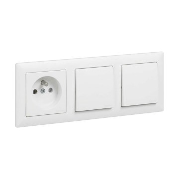 Legrand - Interruptor doble unipolar n.º 1 y enchufe doméstico con marco SUNO 250V blanco