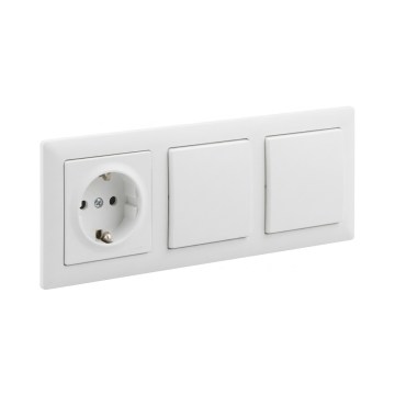 Legrand - Interruptor doble unipolar n.º 1 y enchufe doméstico SCHUKO con marco SUNO 250V blanco