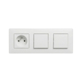Legrand - Interruptor doble unipolar n.º 1 y toma de corriente doméstica con marco NILOE STEP 250V blanco