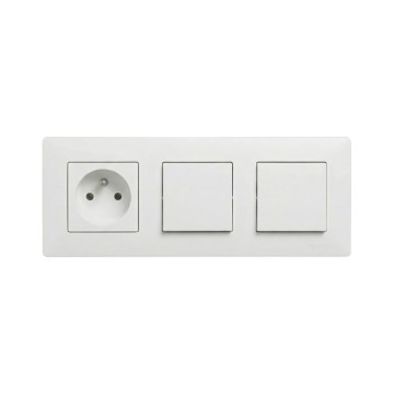 Legrand - Interruptor doble unipolar n.º 1 y toma de corriente doméstica con marco NILOE STEP 250V blanco