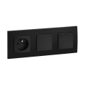 Legrand - Interruptor unipolar doble n.º 1 y enchufe doméstico con marco NILOE 250V negro