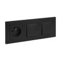 Legrand - Interruptor unipolar doble n.º 1 y enchufe doméstico con marco NILOE STEP 250V negro