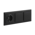 Legrand - Interruptor unipolar doble n.º 1 y toma de corriente doméstica SCHUKO con marco SUNO 250V negro