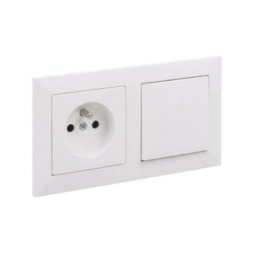 Legrand - Interruptor unipolar n.º 1 y enchufe doméstico con marco SUNO 250V blanco