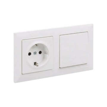 Legrand - Interruptor unipolar n.º 1 y enchufe doméstico SCHUKO con marco SUNO 250V blanco
