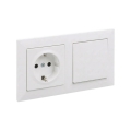 Legrand - Interruptor unipolar n.º 1 y toma de corriente SCHUKO para uso doméstico con marco SUNO 250V blanco