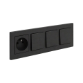 Legrand - Interruptor unipolar triple n.º 1 y enchufe doméstico con marco NILOE STEP 250V negro