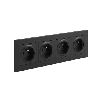 Legrand - Toma de corriente cuádruple doméstica con marco NILOE STEP 250V negra