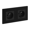 Legrand - Toma de corriente doble empotrada con marco NILOE STEP 250V negra