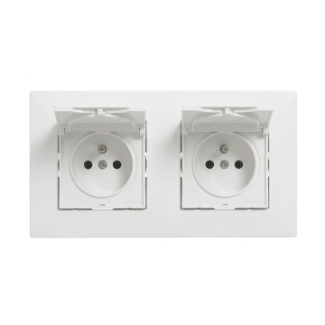 Legrand - Toma de corriente doble exterior para uso residencial con marco NILOE STEP 250V IP44 blanco