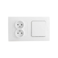 Legrand - Toma de corriente doble para uso doméstico e interruptor unipolar n.º 1 con marco NILOE STEP 250V blanco