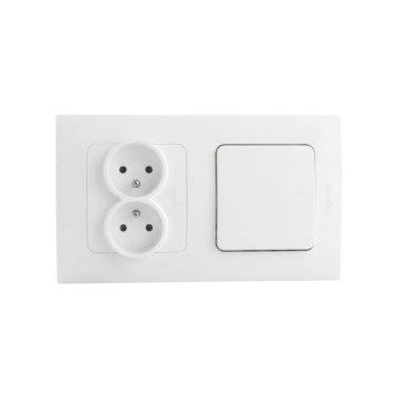 Legrand - Toma de corriente doble para uso doméstico e interruptor unipolar n.º 1 con marco NILOE STEP 250V blanco