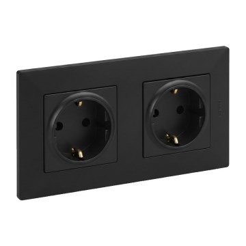 Legrand - Toma de corriente doble para uso doméstico SCHUKO NILOE STEP 250V negra
